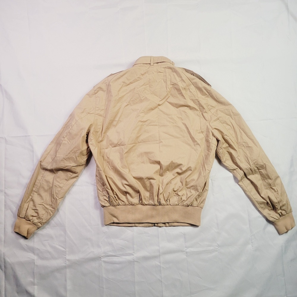 Members Only Mens Vintage Iconic Racer Jacket 40 Tan Beige Zip Up L12 - Picture 13 of 16